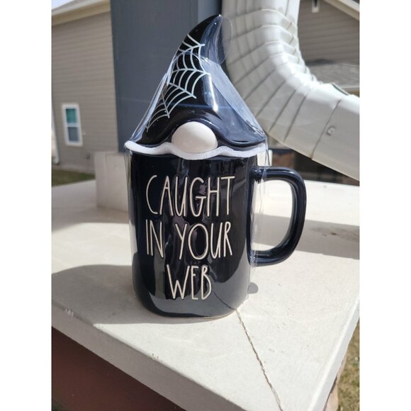 Rae Dunn Caught In Your Web Coffee Tea Mug With Witch Hat Lid New Halloween Goth - Picture 5 of 7